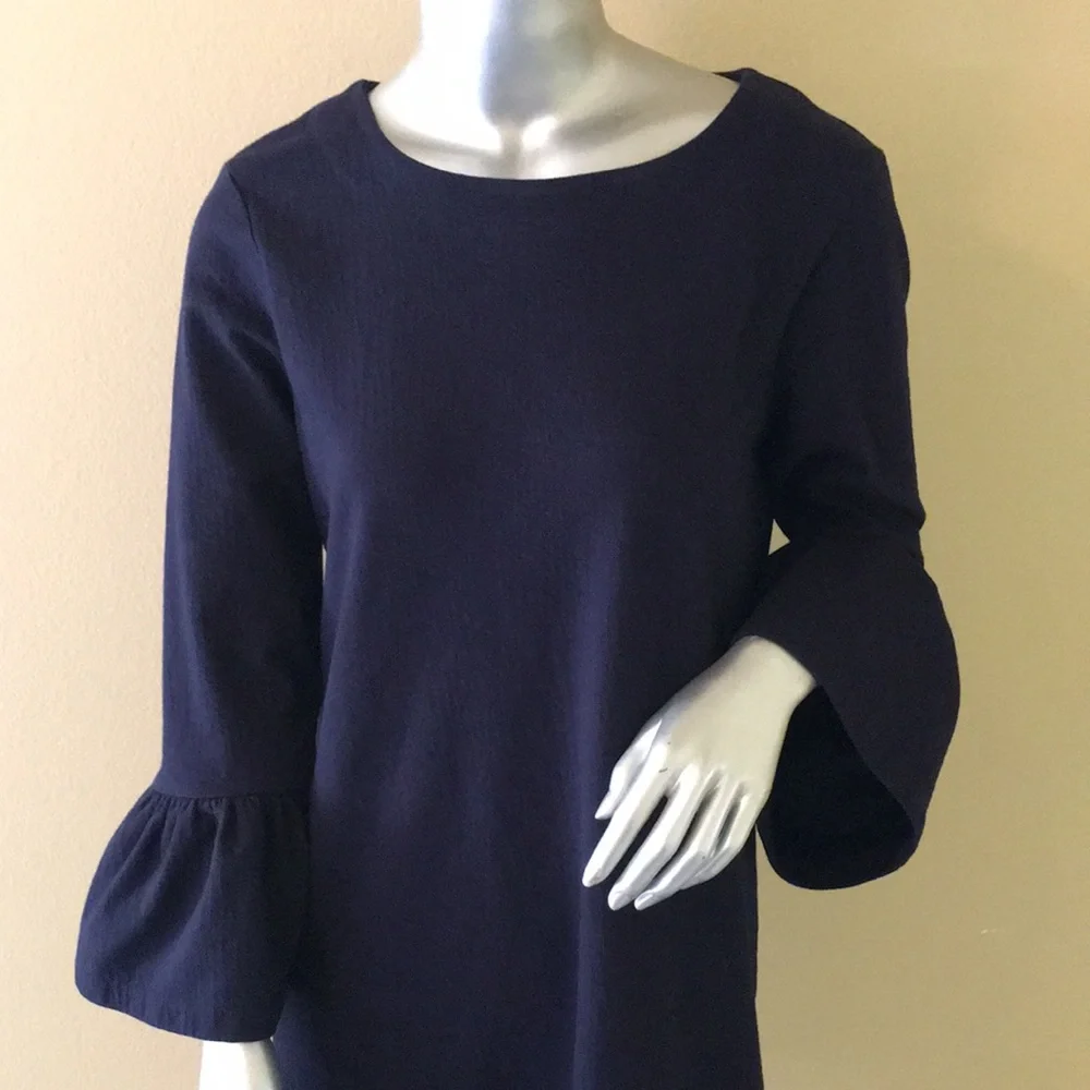J. Crew Bell Sleeve Solid Navy Blue 💙 Dress